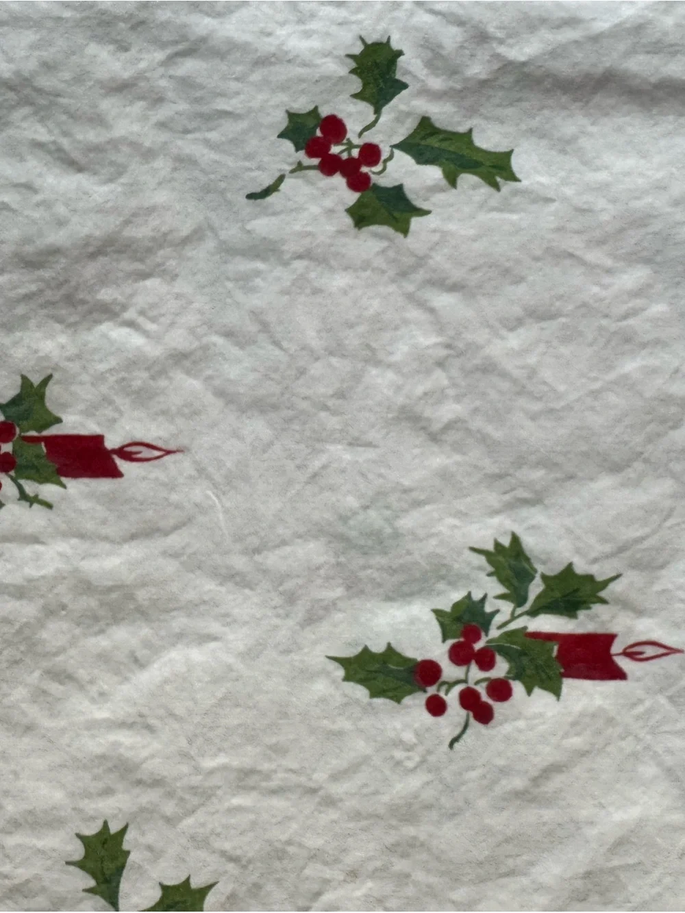 Vintage 1950-1960’s Christmas Cotton Pillowcase - Candles & Holly